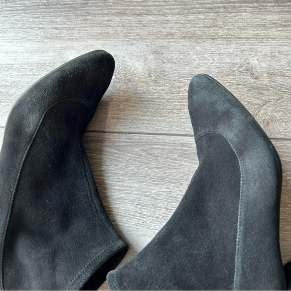 Cole Haan Laree Stretch Black Suede Sock Booties  with Gold Bar - Picture 10 of 16